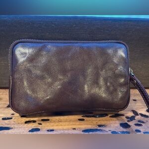 Elegant Brown Leather Wristlet